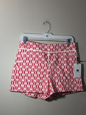 W by Worth Red and White Geometric Bermuda Shorts